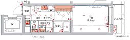 ハーモニーレジデンス新宿ザノース 1Kの間取図画像
