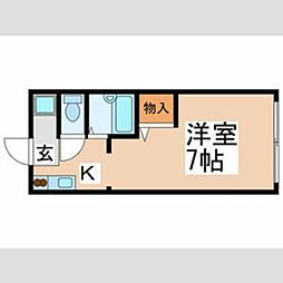 コーポえびさわ 1階1Kの間取り