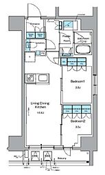 ルフォンプログレ上野御徒町 11階2LDKの間取り