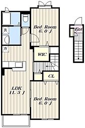 ニューリバーハウス 2階2LDKの間取り