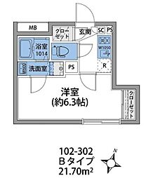 ルネッサンスコート平和島フォレストパーク 1Kの間取図画像