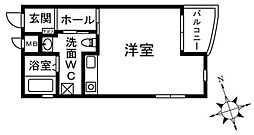 鵠kuguhi 1Kの間取図画像