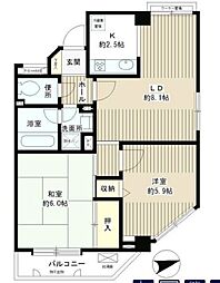 タウン・ハイム本駒込 3階2DKの間取り