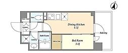 アジュールテラス目黒八雲 3階1DKの間取り