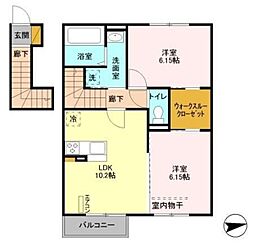 エスペランサ A棟 2階2LDKの間取り