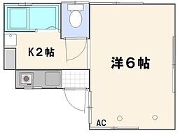 アシストハイツ八幡山 1階1Kの間取り