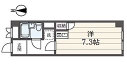 高輪アサヒハイム 3階ワンルームの間取り