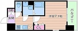 レジュールアッシュ梅田北 1Kの間取図画像