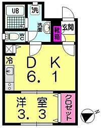 ブランシュール板橋 3階1DKの間取り