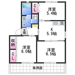 シャーメゾン堀口 3Kの間取図画像