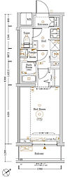 Log登戸Station side 1Kの間取図画像