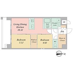 京都市上京区西上善寺町マンション 2LDKの間取図画像