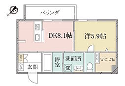 (シニア限定)ヘーベルヴィレッジ横須賀うみかぜ公園 1DKの間取図画像