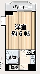 キャッスルマンション坂戸 6階1Kの間取り