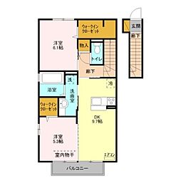 Erbenheim II 2階2DKの間取り