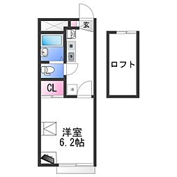 JR紀勢本線 宮前駅 徒歩20分の賃貸アパート 2階1Kの間取り