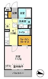 リベルタ東大成 1階1Kの間取り