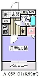 ローズガーデンA52番館 1Kの間取図画像