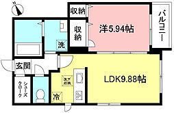 グランアズール経堂 1LDKの間取図画像