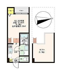 ハーモニーテラス清水丘 1階1Kの間取り