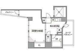 セードルタワー烏山 5階1Kの間取り