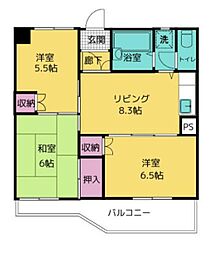 ピアチェーヴォレ 3DKの間取図画像