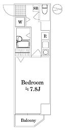 エルニシア亀戸 2階1Kの間取り