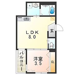 アーバン・コハマ 1階1LDKの間取り