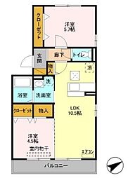 愛宕ビューハイツ 2LDKの間取図画像