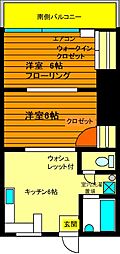 山口ビル 2DKの間取図画像