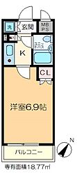ビバリーホームズ越中島 1Kの間取図画像