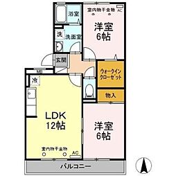 ヴィレッジ札場A 2LDKの間取図画像