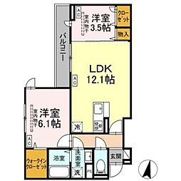 ラヴェンナ 2LDKの間取図画像