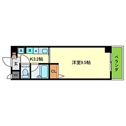 Osaka Metro谷町線 太子橋今市駅 徒歩2分の賃貸マンション 2階1Kの間取り