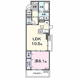 ベル ブライト 1LDKの間取図画像