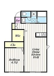 グリーンヒルズB 1LDKの間取図画像