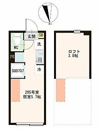 リネア平和台 ワンルームの間取図画像