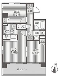 レジディア両国 6階2LDKの間取り