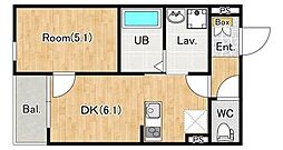 オードビー幕張本郷 2階1DKの間取り
