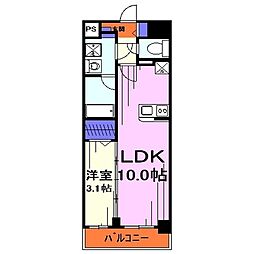 アン・ボルヌ 4階1LDKの間取り