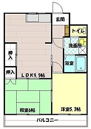 たつみビル 3階2LDKの間取り