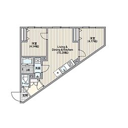エルファーロ笹塚III 2階2LDKの間取り