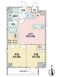 Due日暮里 2LDKの間取図画像