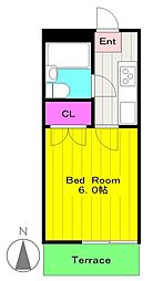 エルマーノ・カーサ・ナガタニ 1階1Kの間取り