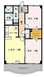 メルベーユ 2階2LDKの間取り