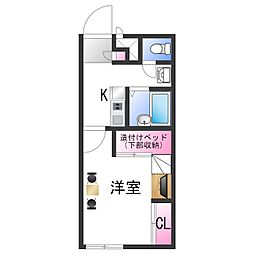 レオパレス中町 1Kの間取図画像