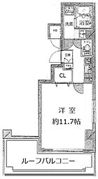 グランフォース蔵前 9階1Kの間取り