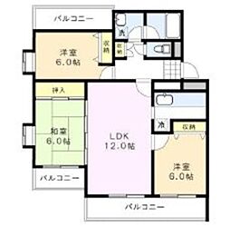 サンコートあかね台 3LDKの間取図画像