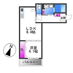 Ogar　Court　Fuse 2階1LDKの間取り