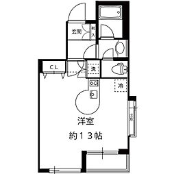 パルテール祐天寺 ワンルームの間取図画像